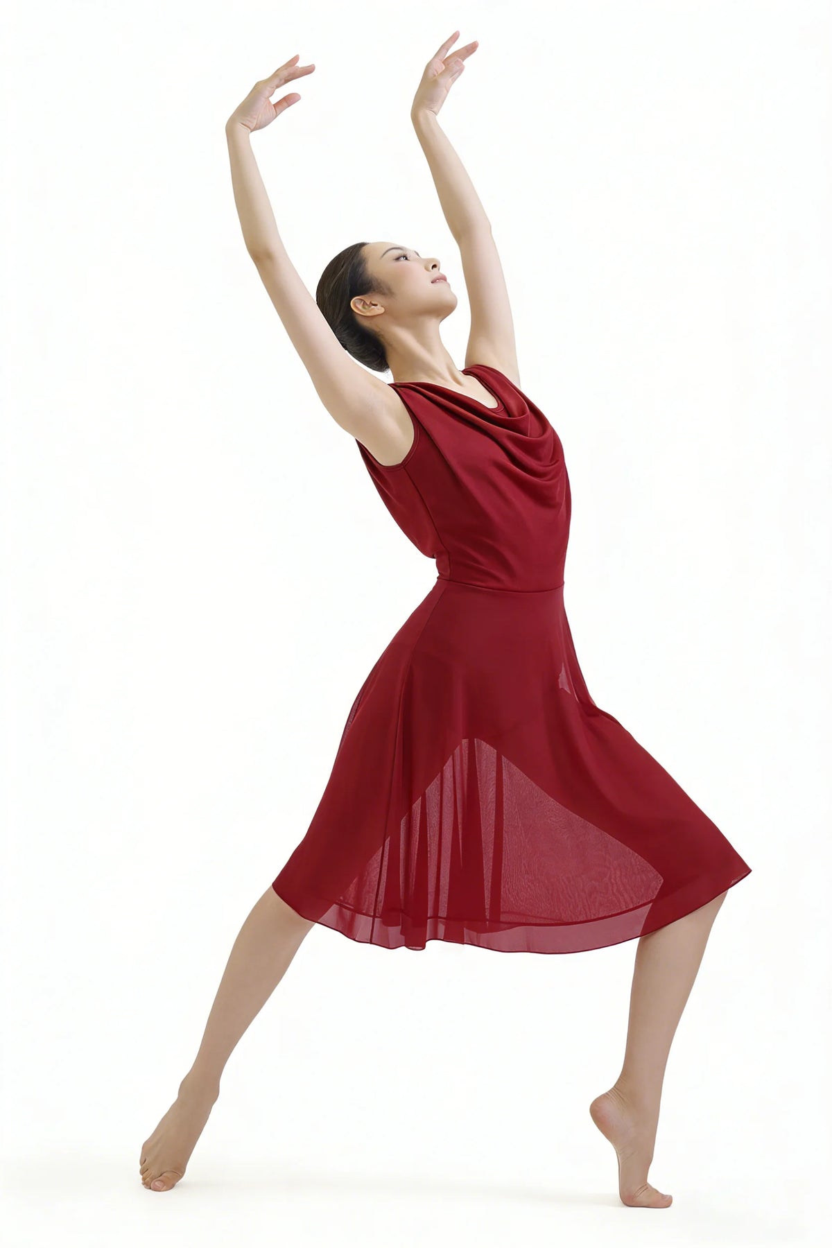 Women's backless V-neck mesh tulle lyrical dress