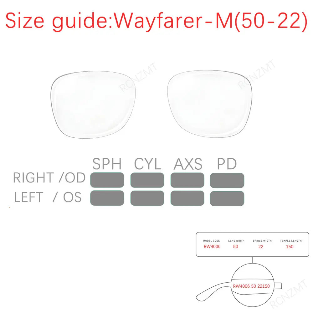 For Ray Ban Meta Lens Replacement Transitions RW4006/4008 Wayfarer Headliner Anti Blue Prescription Lenses Accessories