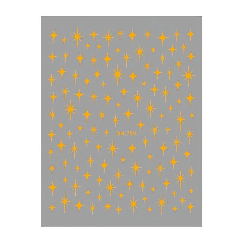 3 Set of Metal Laser Starburst Nail Art Stickers, Disposable Self-Adhesive Nail Stickers for Women DIY Artistic Decorative Acces