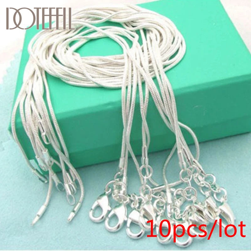 DOTEFFIL 925 Sterling Silver 5/10pcs/Lot 16/18/20/22/24/26/28/30 Inch 1.2mm Snake Chain Necklace For Woman Man Fashion Jewelry