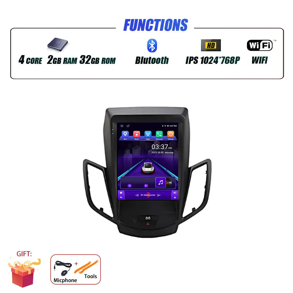 Android 16 Carplay For Ford Fiesta MK7 2009-2016 Car Radio Multimedia Stereo Player WiFi GPS Navigation NO DVD