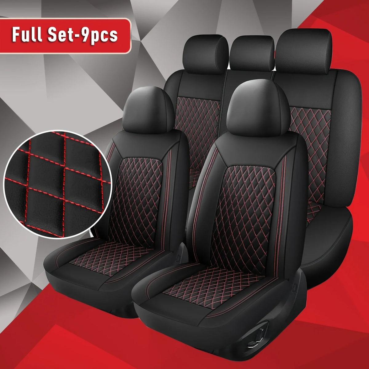 All-Season Quilted Faux Leather Car Seat Covers Universal Fit Most Cars