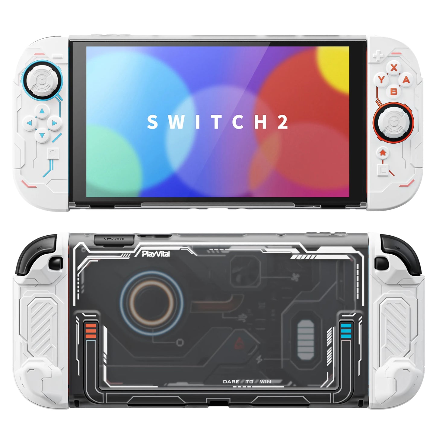 PlayVital Protective Case for Nintendo Switch 2, Stellar Mecha Ergonomic Anti-slip Silicone Grip Cover, Dockable Hard Case Shell