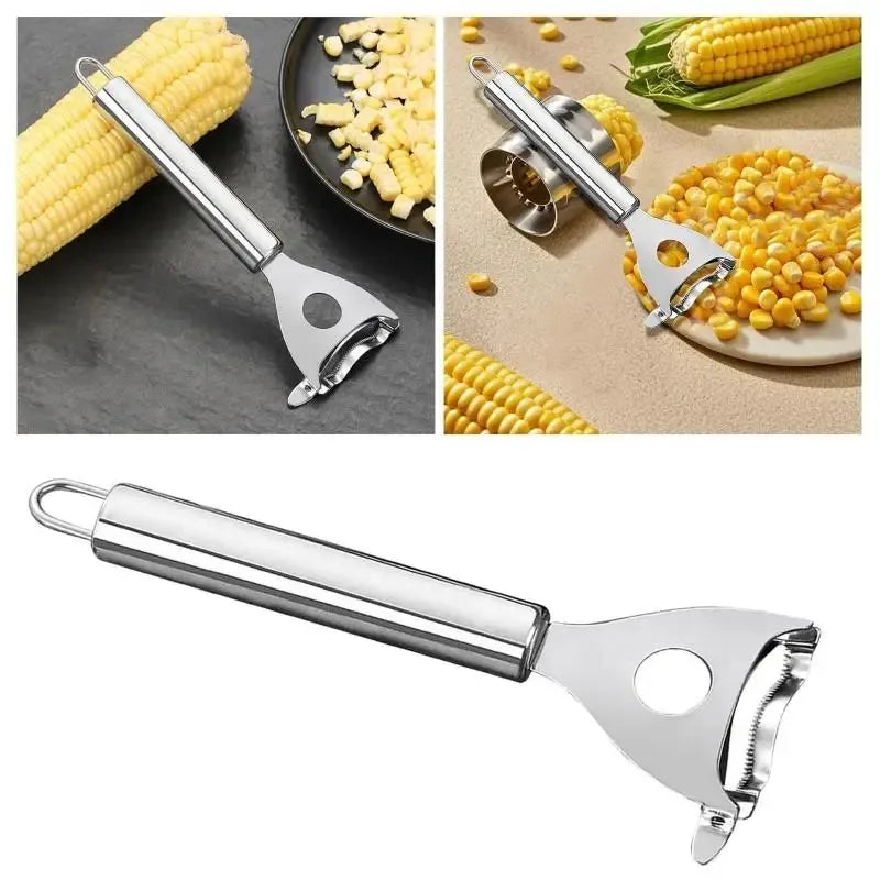7.1 Inch Multi-Purpose Corn Stripper,Hole & Thickened Steel Design, for Quick, Neat Kernels, Dishwasher Safe, Comfortable Handle