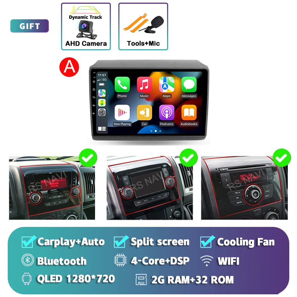 Android 16 For Fiat Ducato Peugeot Boxer Citroen Jumper 2006-2022 2K QLED Android Car Radio Multimedia stereo Player GPS CarPlay