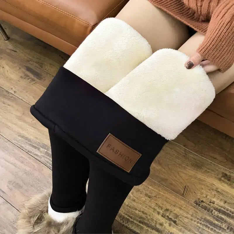 Women's Cat & Letter Print Fleece Leggings - Thermal Jogger Tights