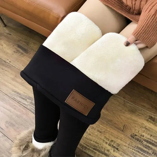 Women's Cat & Letter Print Fleece Leggings - Thermal Jogger Tights