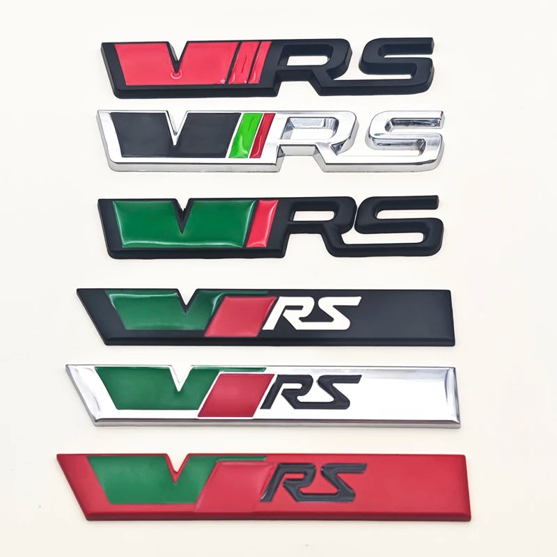 3d Metal RS Logo VRS Car Front Grill Emblem Rear Trunk Badge for Skoda VRS Octavia 1 2 3 Rapid Kodiaq Karoq Fabia Kamiq Superb