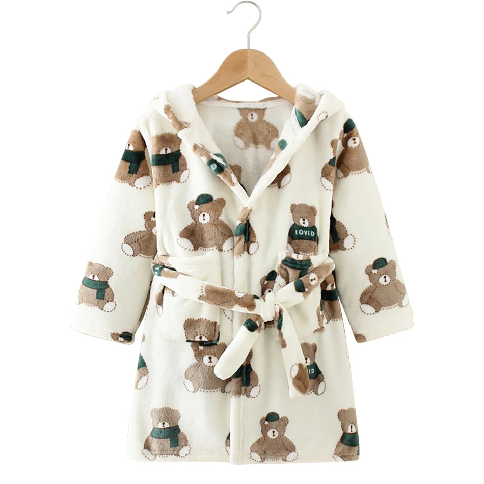 Kids Hooded Fleece Bathrobe - Cute Cartoon Robe for Boys and Girls - photo 7