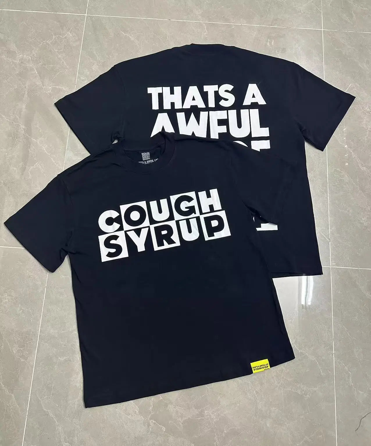 That's A Awful Lot of Cough Syrup Short Sleeve American Street Pop Hip-hop Cartoon Pattern Print Tops COUGH SYRUP T-shirt