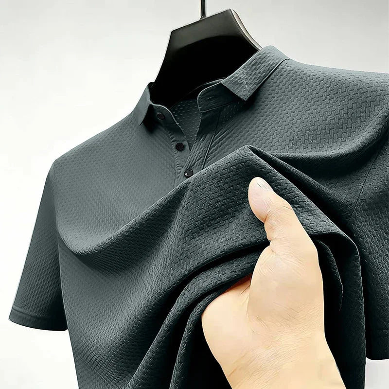 Men's Waffle-Knit Polo - Lightweight Breathable, Summer Base Layer