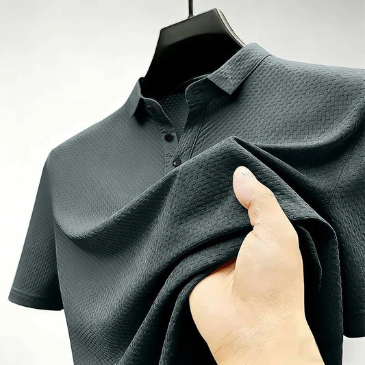 Men's Waffle-Knit Polo - Lightweight Breathable, Summer Base Layer