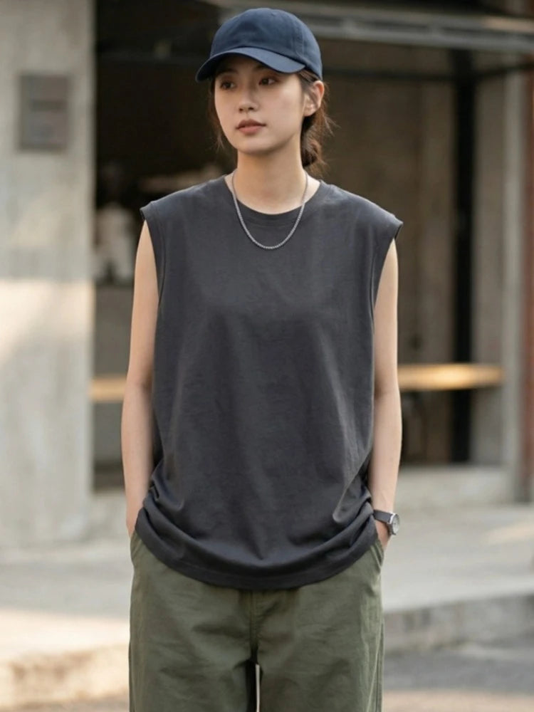 Women's ribbed-cuff cotton tank top — view 14 of 15