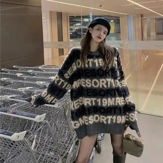 Women's Mid-Length Loose Knit Top - Autumn Winter Sweater