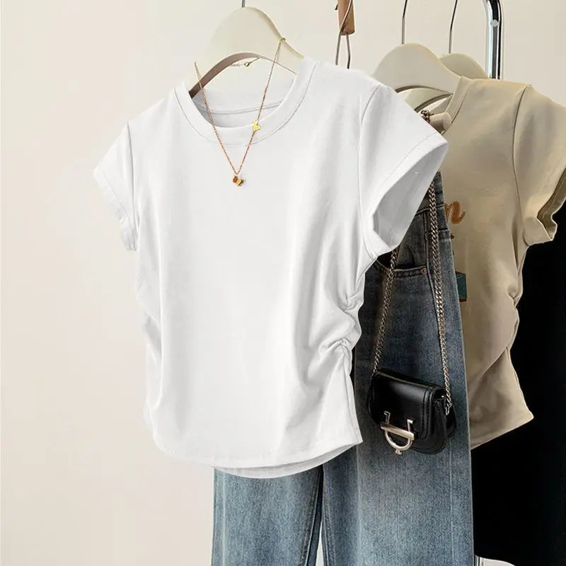 Women's Slim-Fit Round-Neck Tee — Breathable Casual Short-Sleeve Summer Top