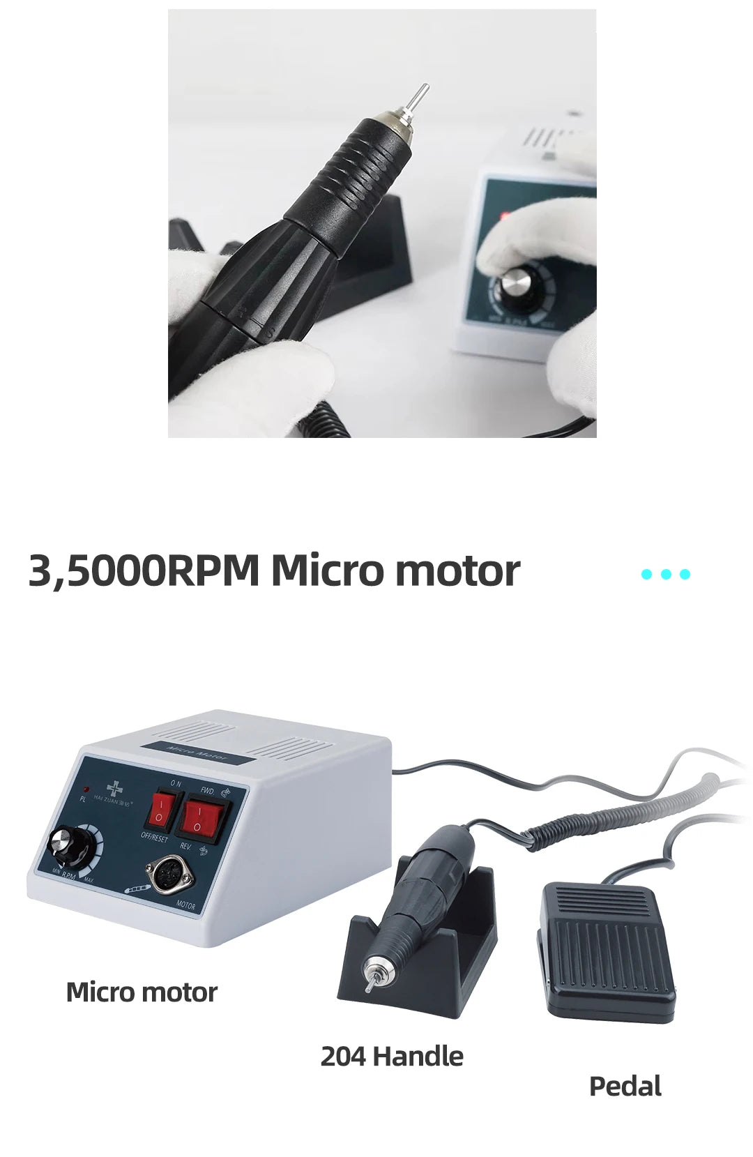 ECIN Dental Marathon Micromotor 35000RPM E TYPE 18 102 204 Handle Handpiece Polisher Grinder Lab Equipment Dentist Clinic Tools