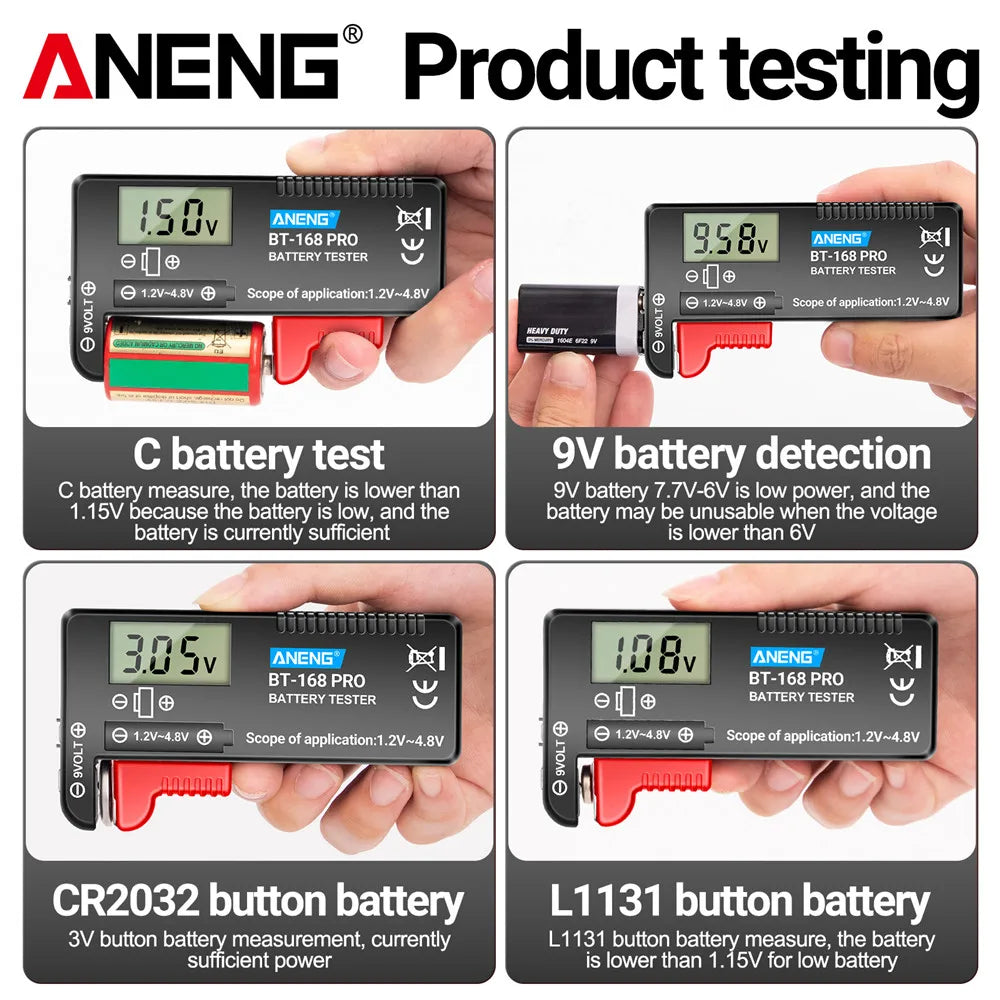 ANENG BT-168 PRO Digital Battery Tester Checkered load analyzer Display Check AAA AA Button Cell Lithium Capacity Universal test