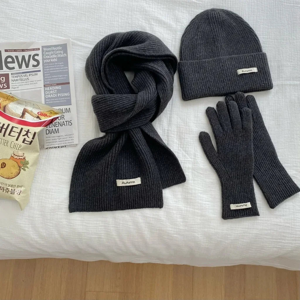 Women's Knit Hat, Scarf & Gloves - Solid Color 3 Piece Winter Set - photo 8
