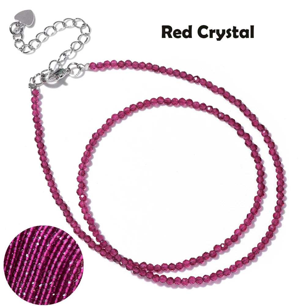 Mini Gem Stone Beaded Necklace 2mm Faceted Natural Agat Quartz Female Fashion Party Choker for Women Girl Jewelry Gift Wholesale