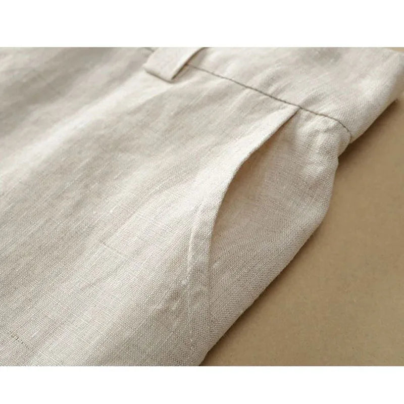 Linen Wide Leg Pants New Summer Thin Casual Solid Long Pants Women Elastic High Waisted Loose Cotton and Linen Straight Trousers