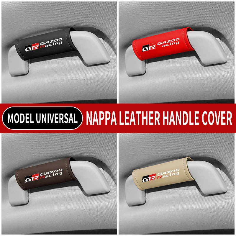 1PC Leather Car Roof Armrest Pull Gloves Door Handle Protection Cover For Gr Gazoo Racing