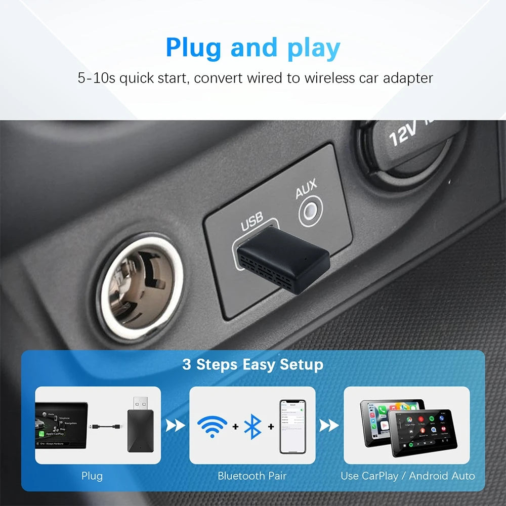 Wireless CarPlay & Android Auto Adapter, Compatible with Ford F150, Explorer, Bronco, Maverick & Mustang
