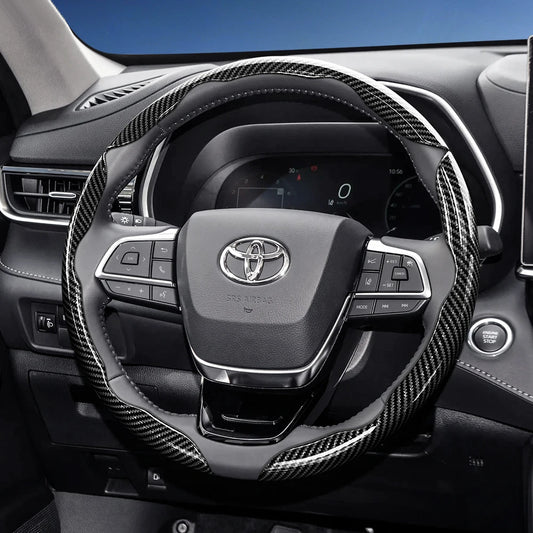 Suitable for Toyota Carbon Fiber Texture Steering Wheel Cover with Segmented Quick-Release Design, Durable, for Rav4, Hilux, Camry, Yaris, Corolla Cross, Kluger, Grand Highlander, Tacoma, Tundra, Sequoia, 4Runner, C-Hr