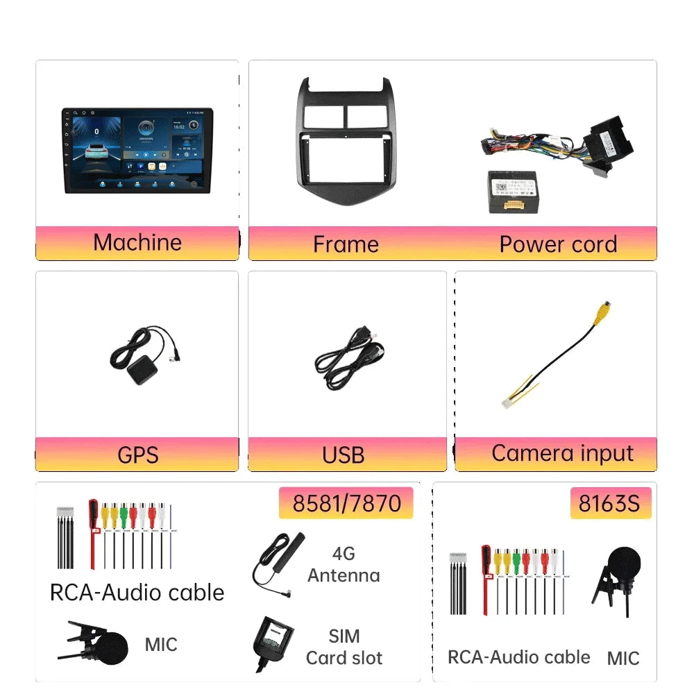 Android 16 Car Radio CarPlay Auto Multimedia Player For Chevrolet Aveo 2 Sonic T300 2011-2015 Navigation GPS 2din Stereo Audio