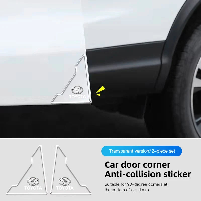 2Pcs Car Door Corner Protector Stickers Decoration For Toyota Land Cruiser Sienna Rav4 Prado Tacoma Yaris Rush Fortuner CHR Voxy