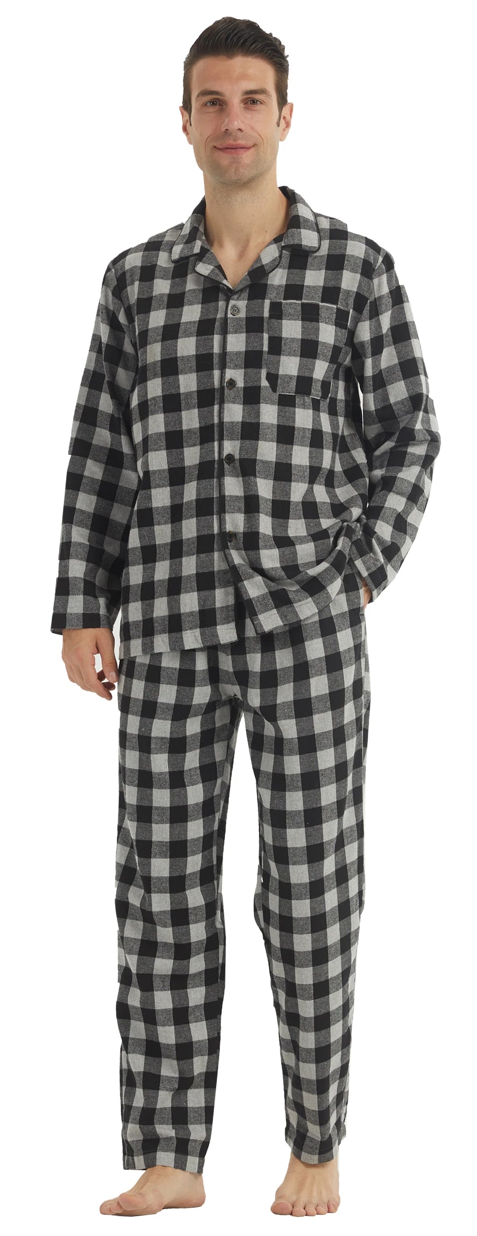 Men's Flannel Plaid Pajama Set - Button Shirt & Pants with Pockets - photo 10