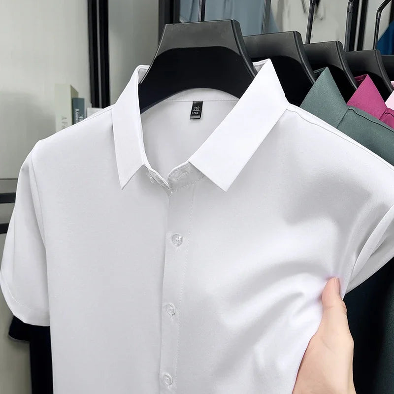 Men's Short-Sleeve Dress Shirt - Slim Fit, Wrinkle-Free Breathable