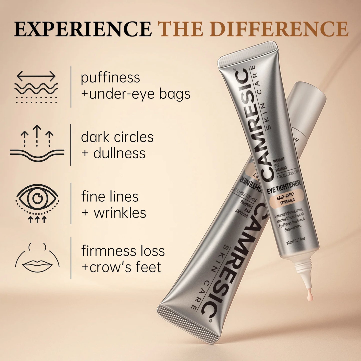 Instant Eye Firming Cream,Effectively Reduces Puffiness, Dark Circles, And Wrinkles,Universal Shade, Suitable For All Skin Types