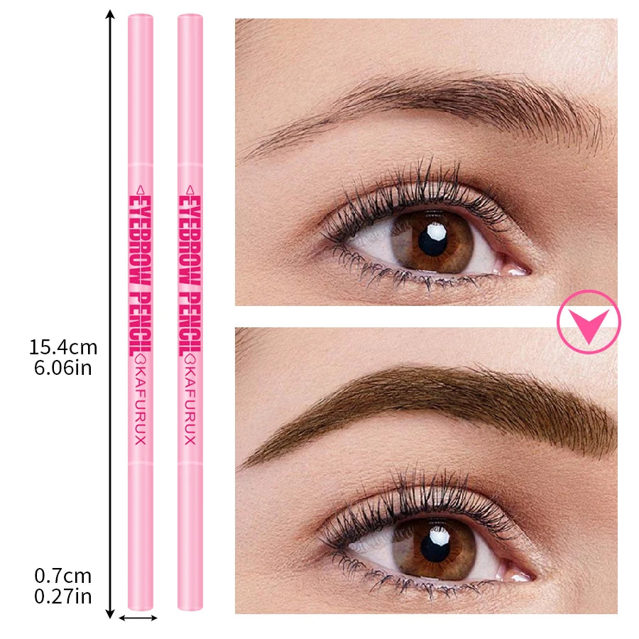 1pcs Ultra-fine Double headed Rotable Eyebrow Pen with Brush Eye Makeup Waterproof Wild Eyebrow Pencil Cosmetic Eyebrow Brush