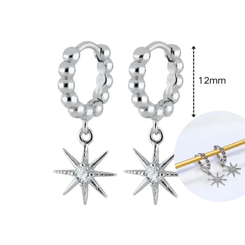 925 Sterling Silver Tassel Hoop Earrings for Women - White Zircon