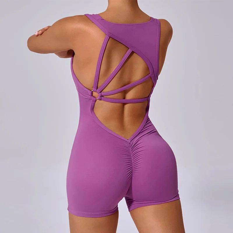 Cloud Rise Open-Back Yoga Jumpsuit — One-Piece Workout Romper