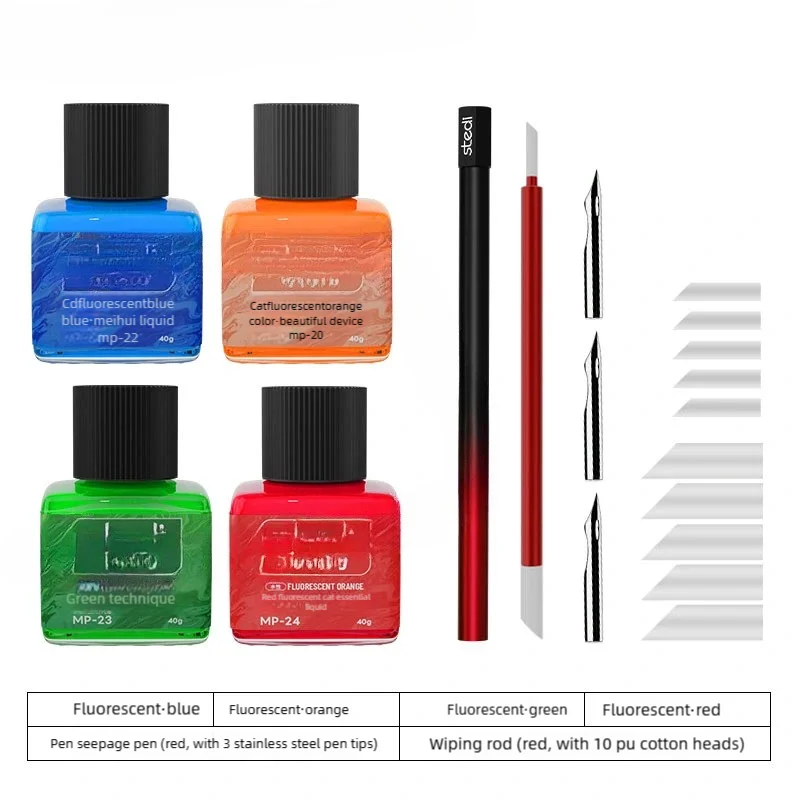 40g Stedi MP10-MP29 Water-based Fluorescent Panel Liner Paint for Model Building Fluorescent Ink Panel Line with Tools