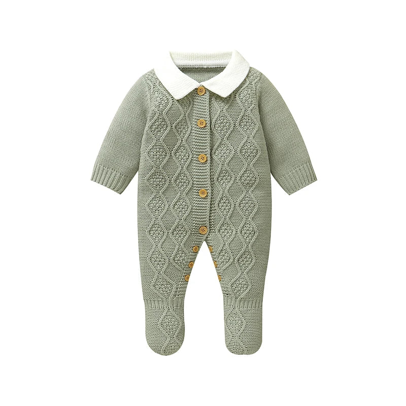 Baby Boy Knit Turtleneck Romper - Gentleman Style Winter Jumpsuit - photo 6