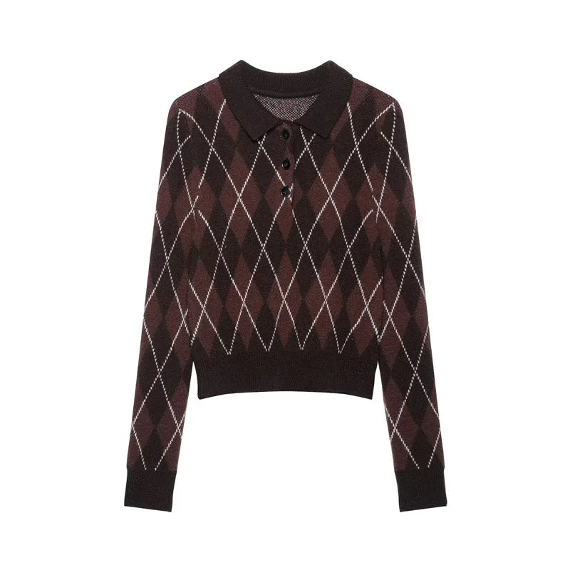 Women's Sweater 2026 New Autumn Winter Long Sleeve Diamond Knit Sweater for Women Fashion Personality Chic Women Pullover Top