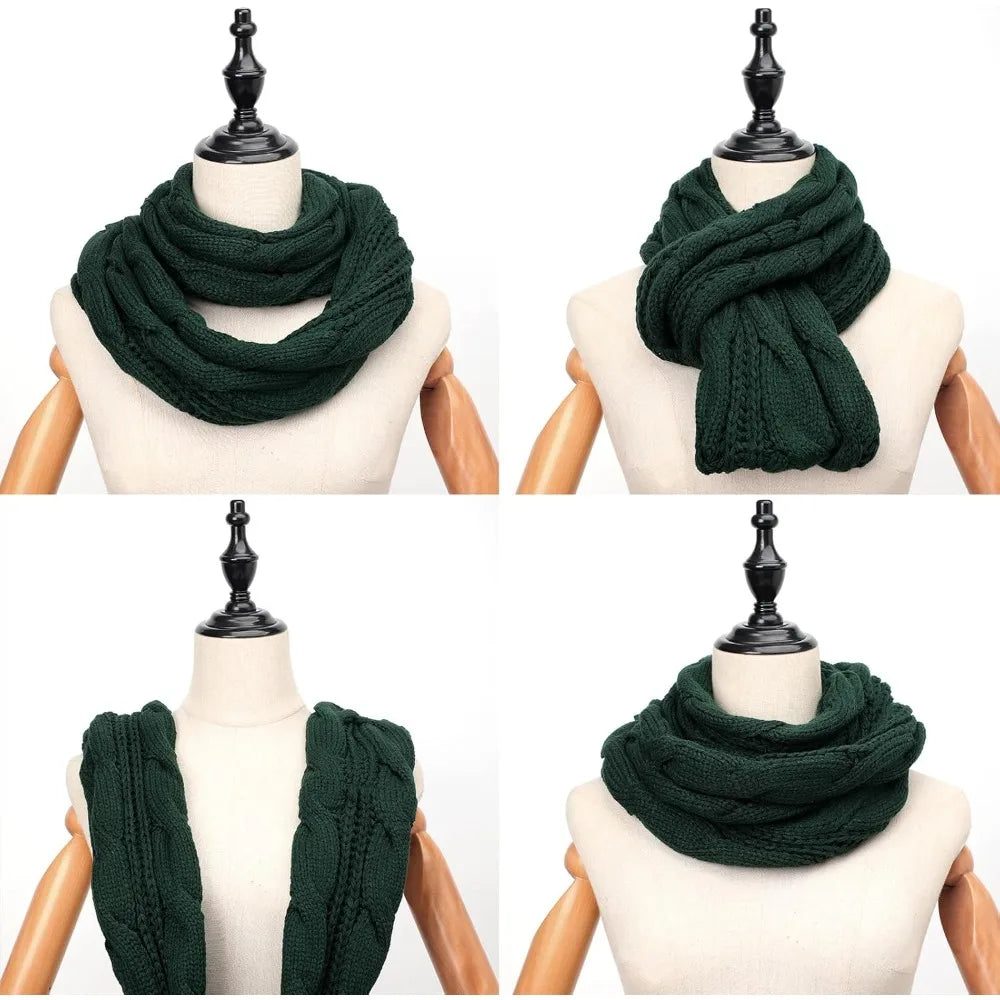 Women's Color Block Knit Loop Scarf - Circle Infinity Winter Scarf - photo 5