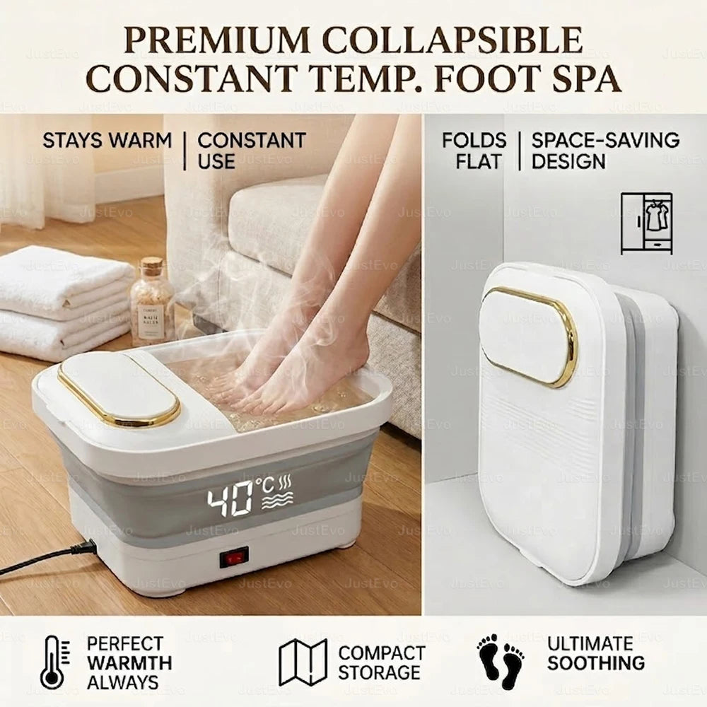 Collapsible Foot Spa Bath — Heated Massager with Bubbles