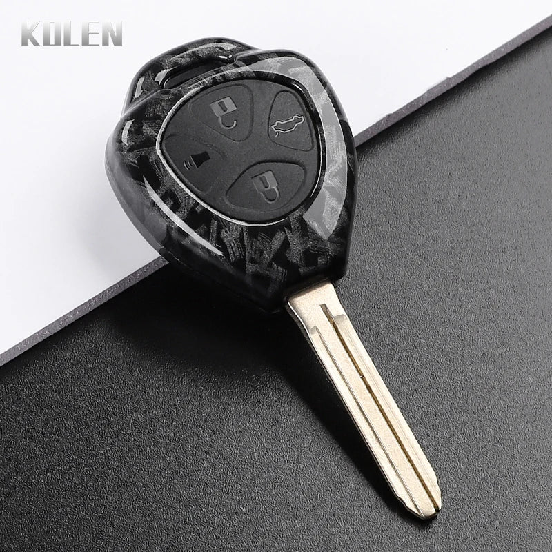 ABS Carbon Fiber Style Car Key Case Cover For Toyota Camry Avalon Corolla Matrix RAV4 Venza Yaris Replacement Protector Keychain