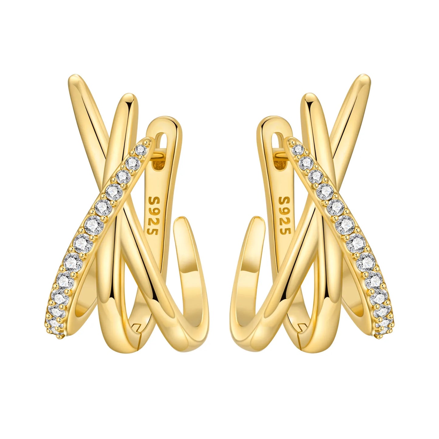 Original 2026 S925 Sterling Silver Zircon 18K Gold Lining Vintage Hoop Earrings for Women Birthday Party Wedding Gift Jewellery