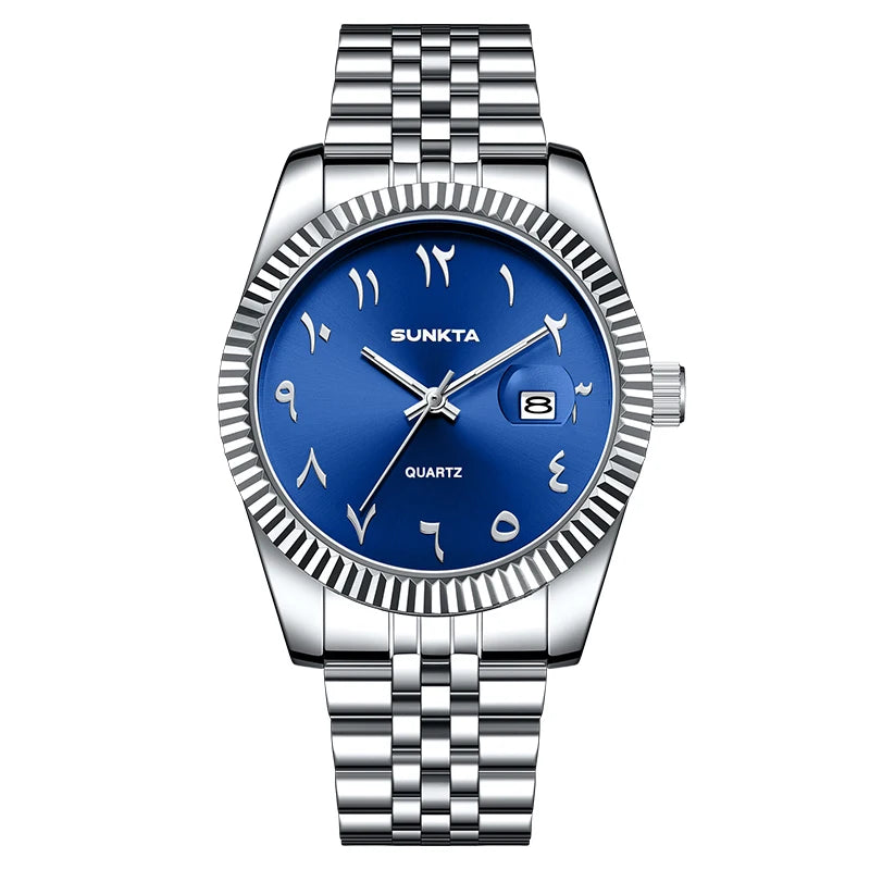 SUNKTA Luxury Fashion Wristwatch For Men Stainless Steel Date Quartz Man Watch Waterproof Luminous Casual Men's Watches Relojs
