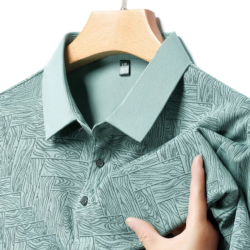 2026 Summer New Men's Business Print Short Sleeved POLO Shirt Comfortable and Cool Casual Fashion T-shirt