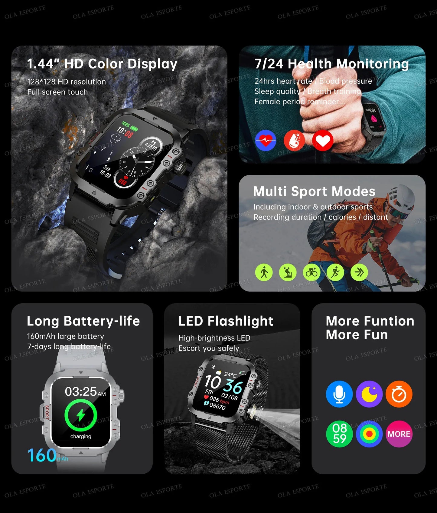 2026 Military Smart Watch – IP68 5ATM, 1.81" AMOLED, Bluetooth Call & Outdoor Fitness Tracker | Men