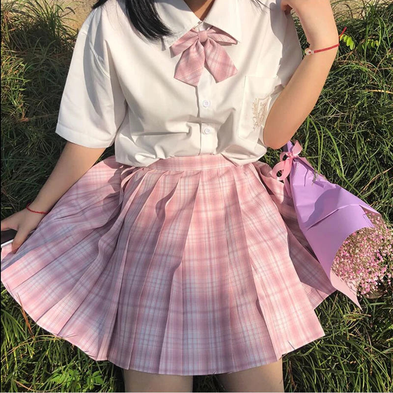 ZOKI Plaid Pleated Mini Skirt – Bow Knot High Waist Preppy Style | Harajuku Aesthetic Women's A-Line Dance Skirt | S-XXL