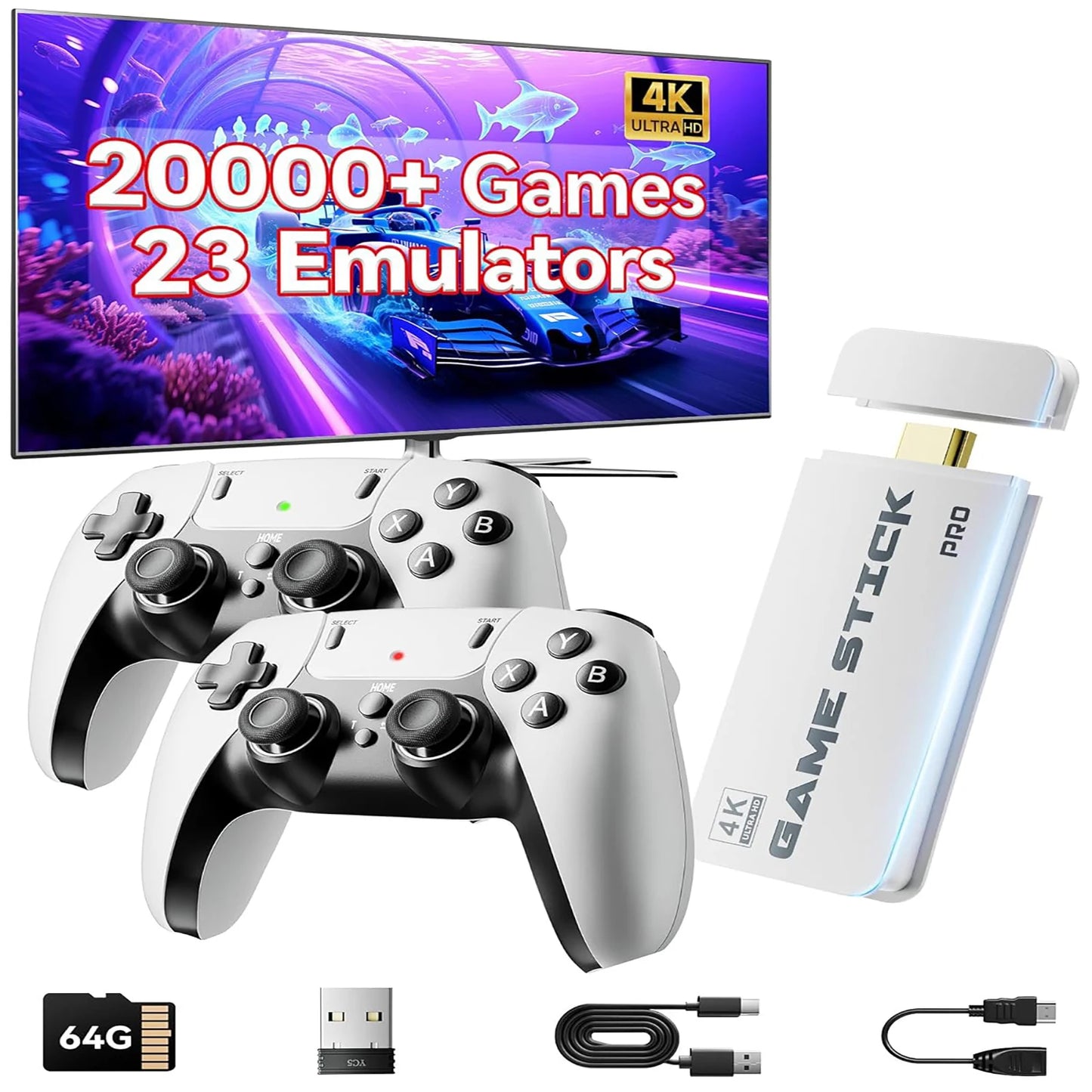 Enhanced Wireless Retro Gaming Console - 4K HDMI, 23 Emulators