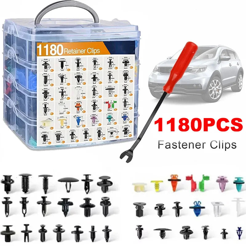 Car Push Retainer Clips & Auto Fasteners Assortment - Bumper Fender Rivets with 10Cable Ties Fasteners Remover for Toyota Honda