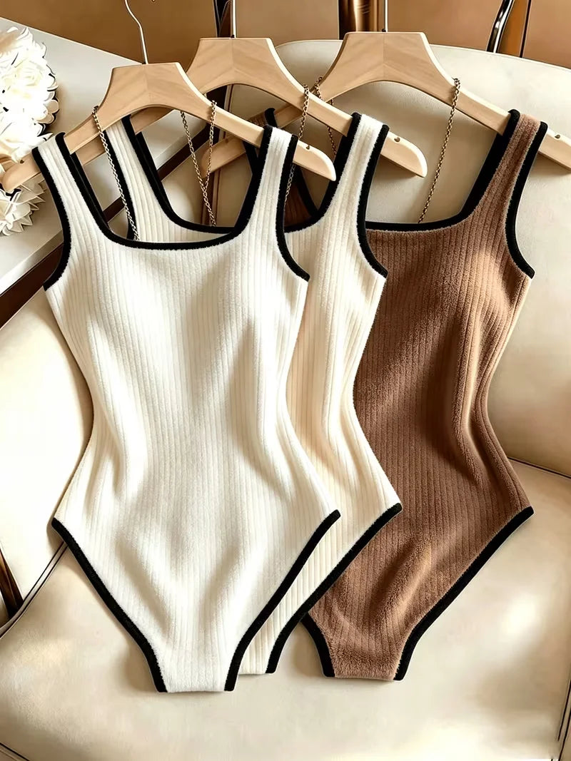 Women's ribbed square neck bodysuit set — view 2 of 20