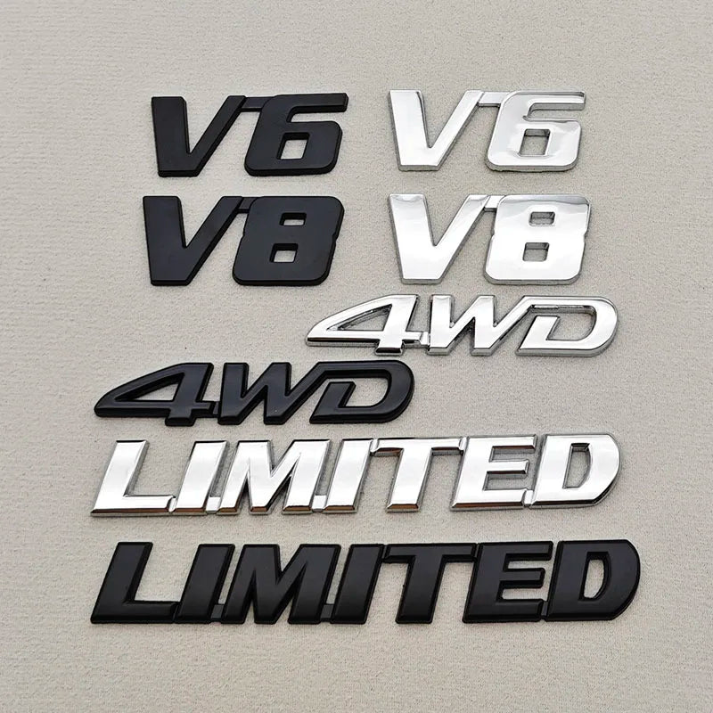 3D Metal Car Sticker Logo 4WD V6 V8 LIMITED Fender Side Badge Rear Trunk Emblem For Toyota LC150 LC200 4Runner Tundra Accessorie